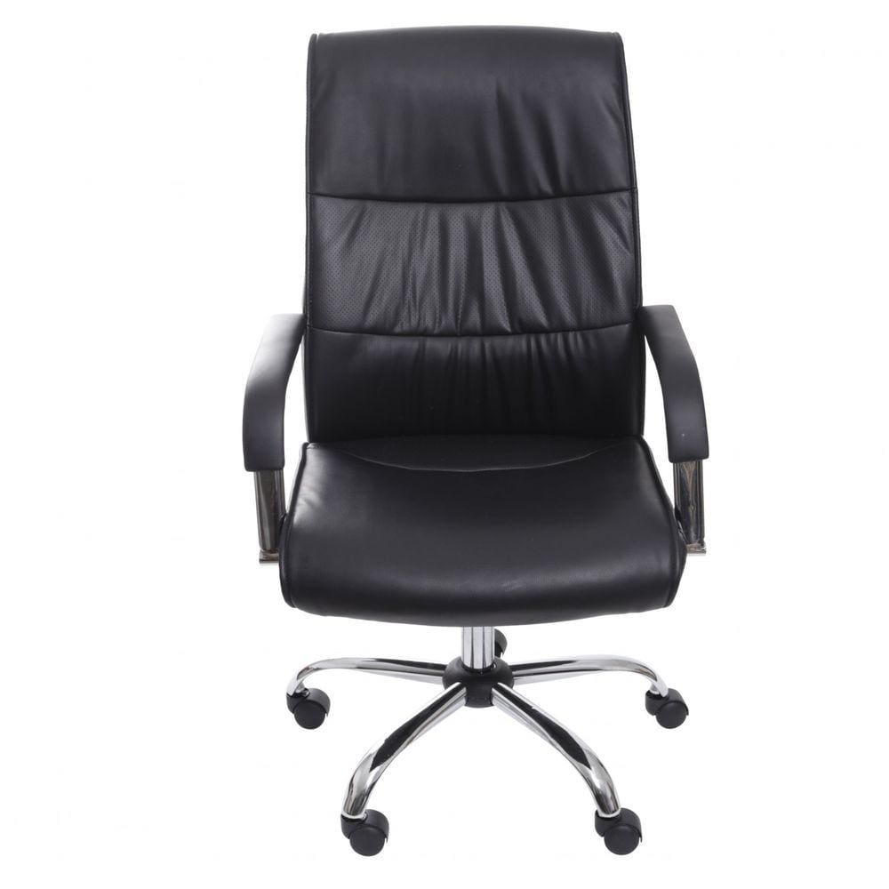 Cadeira para Escritório Diretor Estofada em Sintético Estocolmo 3323 Or Design Preta