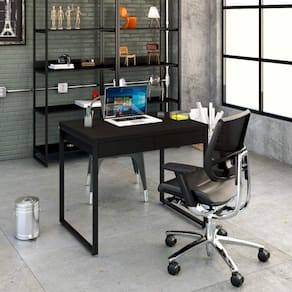 Mesa para Escritório 90cm 2 Gavetas Kuadra Compace Preto Onix