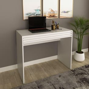 Escrivaninha com Ripado 90cm 1 Gaveta ME4173 Espresso Móveis Branco