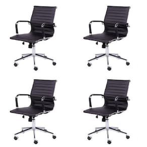 Kit 4 Cadeiras para Escritório Diretor Esteirinha com Relax Sintético 3301 Or Design Preto