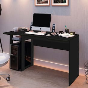 Mesa Gamer Escrivaninha 136cm 1 Prateleira 1 Nicho War Espresso Móveis Preto