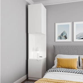 Mesa de Cabeceira Modular Esquerda 2 Portas 1 Gaveta Hera CabeCasa MadeiraMadeira Branco Geada