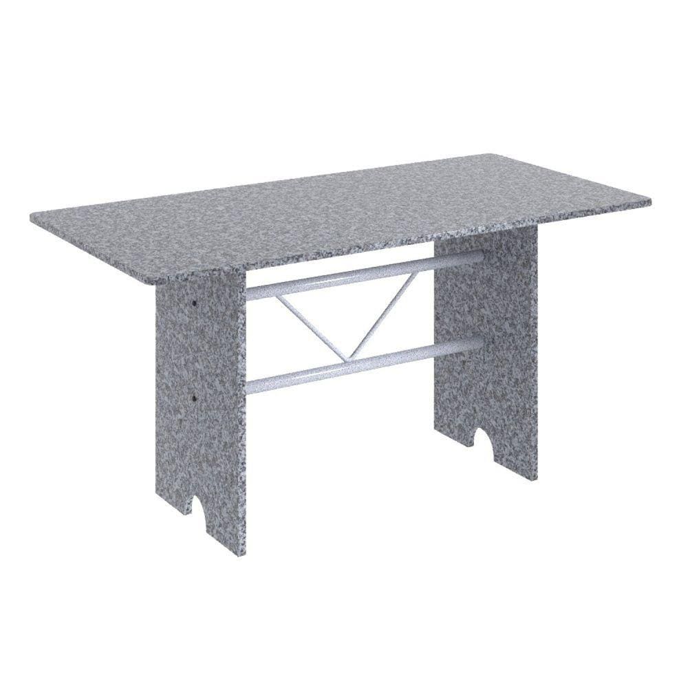Mesa para Cozinha 140x75cm Tampo Granito Soma Móveis Martelado Pérola/Ocre