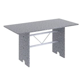 Mesa para Cozinha 140x75cm Tampo Granito Soma Móveis Martelado Pérola/Ocre