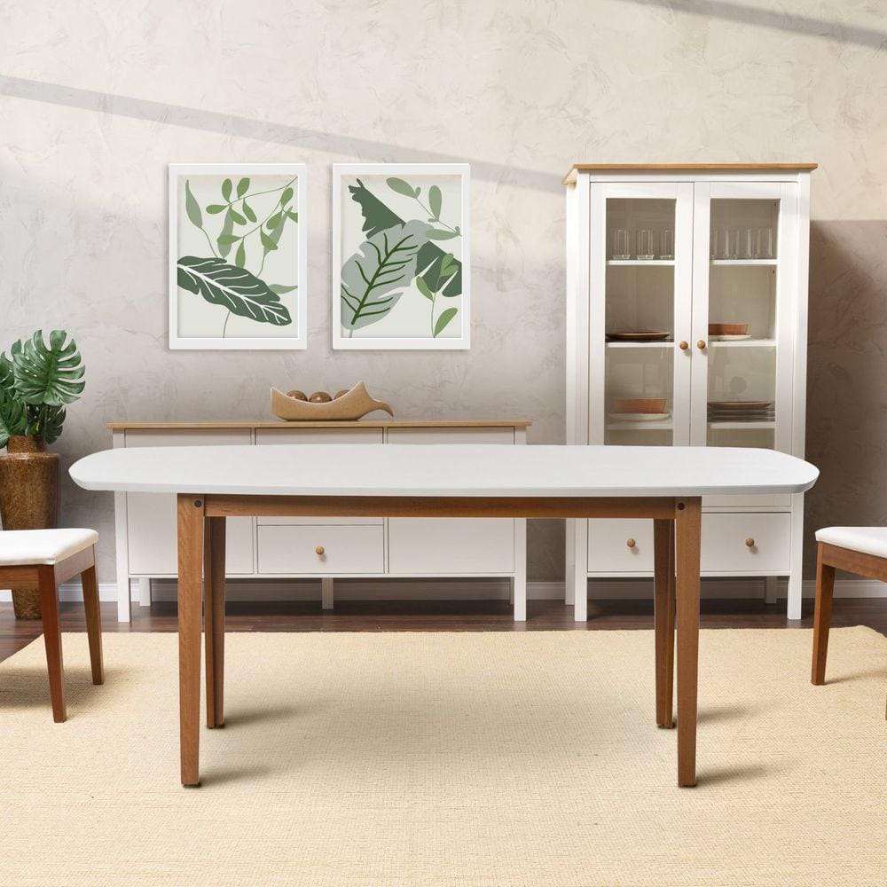 Mesa Oval 6 Lugares 1,6m Tampo MDF Tiê CabeCasa MadeiraMadeira Amêndoa/Off White