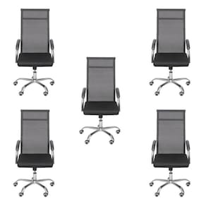 Kit 5 Cadeiras para Escritório Presidente Alta Roma 3312 Or Design Preto