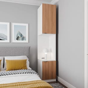 Mesa de Cabeceira Modular Direita 2 Portas 1 Gaveta Hera CabeCasa MadeiraMadeira Branco Geada/Louro