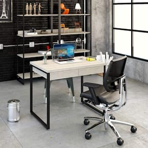 Mesa para Escritório 90cm 2 Gavetas Kuadra Compace Snow