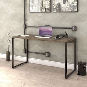 Mesa para Escritório Office Estilo Industrial 135cm Kuadra Compace Carvalho Dark