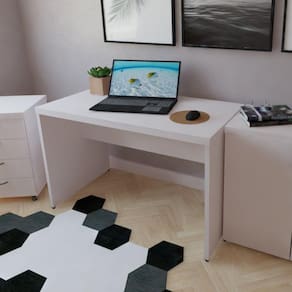 Mesa para Escritório 140cmx60cm 40mm Bramov Móveis Branco