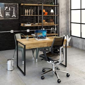 Mesa para Escritório 120cm 2 Gavetas Kuadra Compace Carvalho