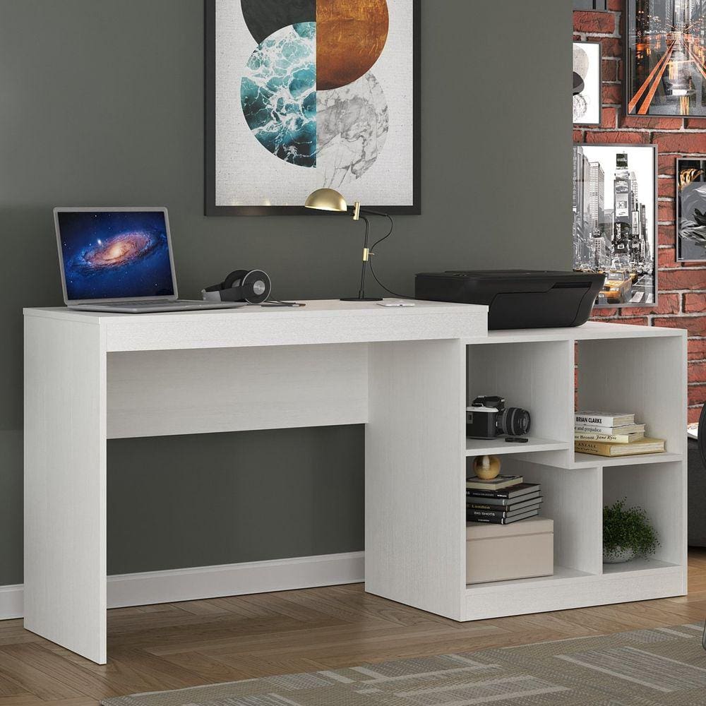 Escrivaninha 160cm Multifuncional 4 Nichos HO-2904 Hecol Móveis Branco TX