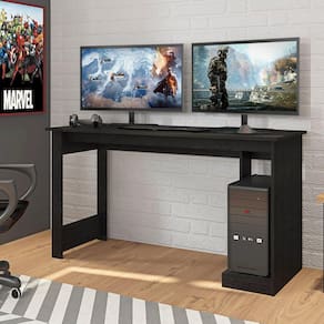 Mesa Gamer Escrivaninha 136cm com Apoio para CPU Caemmun Preto
