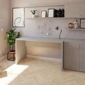 Mesa para Escritório 160cmx60cm 25mm Bramov Móveis Cinza Cristal
