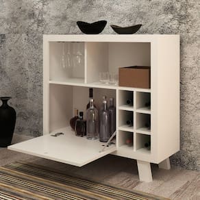 Adega 1 Porta Basculante Colmeia para 6 Garrafas Branco