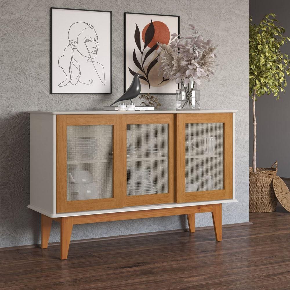 Buffet 3 Portas Detroit Tebarrot Off White/Marrom