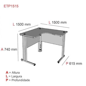 Mesa para Escritório em L Estação de Trabalho ETP1515 Maxxi Pandin Móveis Preto/Walnut