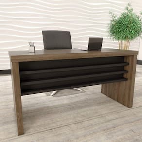 Mesa Escritório Tamburato com Gaveteiro 3 Gavetas Tamburato Artany Charuto/Preto Charuto/Preto