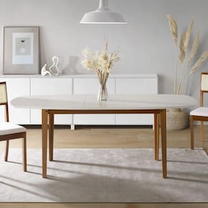 Conjunto Mesa Tiê e 6 Cadeiras Tiê Maxx CabeCasa MadeiraMadeira Amêndoa/Cinza