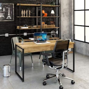 Mesa para Escritório 135cm 2 Gavetas Kuadra Compace Carvalho