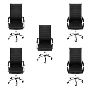 Kit 5 Cadeiras para Escritório Presidente Esteirinha Florença 3322 Or Design Preto