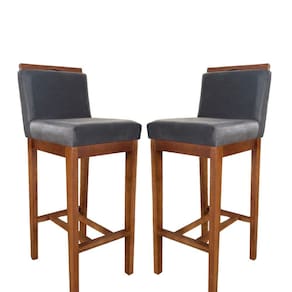 Conjunto 2 Banquetas Alta em Madeira Maciça Libéria CCS Interiores Pinhao/Cinza