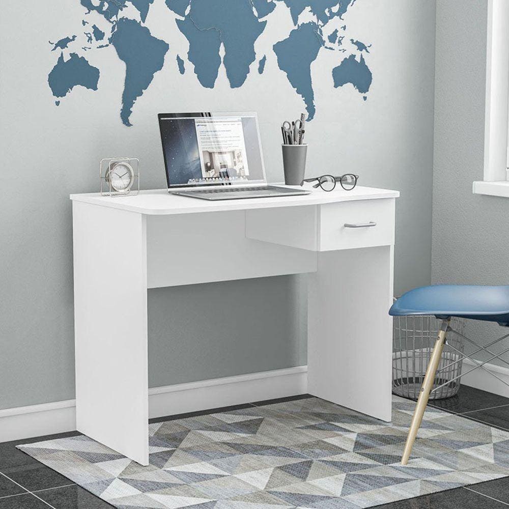 Escrivaninha 90cm 1 Gaveta Arapei Politorno Branco