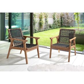 Conjunto 2 Poltronas Fixa de Madeira e Corda Náutica Traço Casa e Jardim Móveis Stain Jatobá
