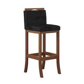 Banqueta Alta em Madeira Maciça Londres CCS Interiores Preto/Pinhão
