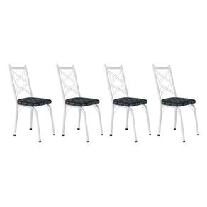 Kit 4 Cadeiras de Cozinha Delaware Estampado Mosaico Silver Pés de Ferro Branco - Pallazio