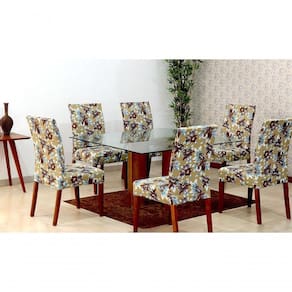 Capas De Cadeira 04 Lugares Floral Bege [f101]