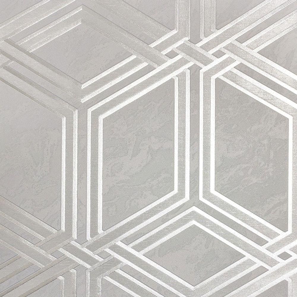 Papel de Parede White Swan Geométrico Cinza WS100001R