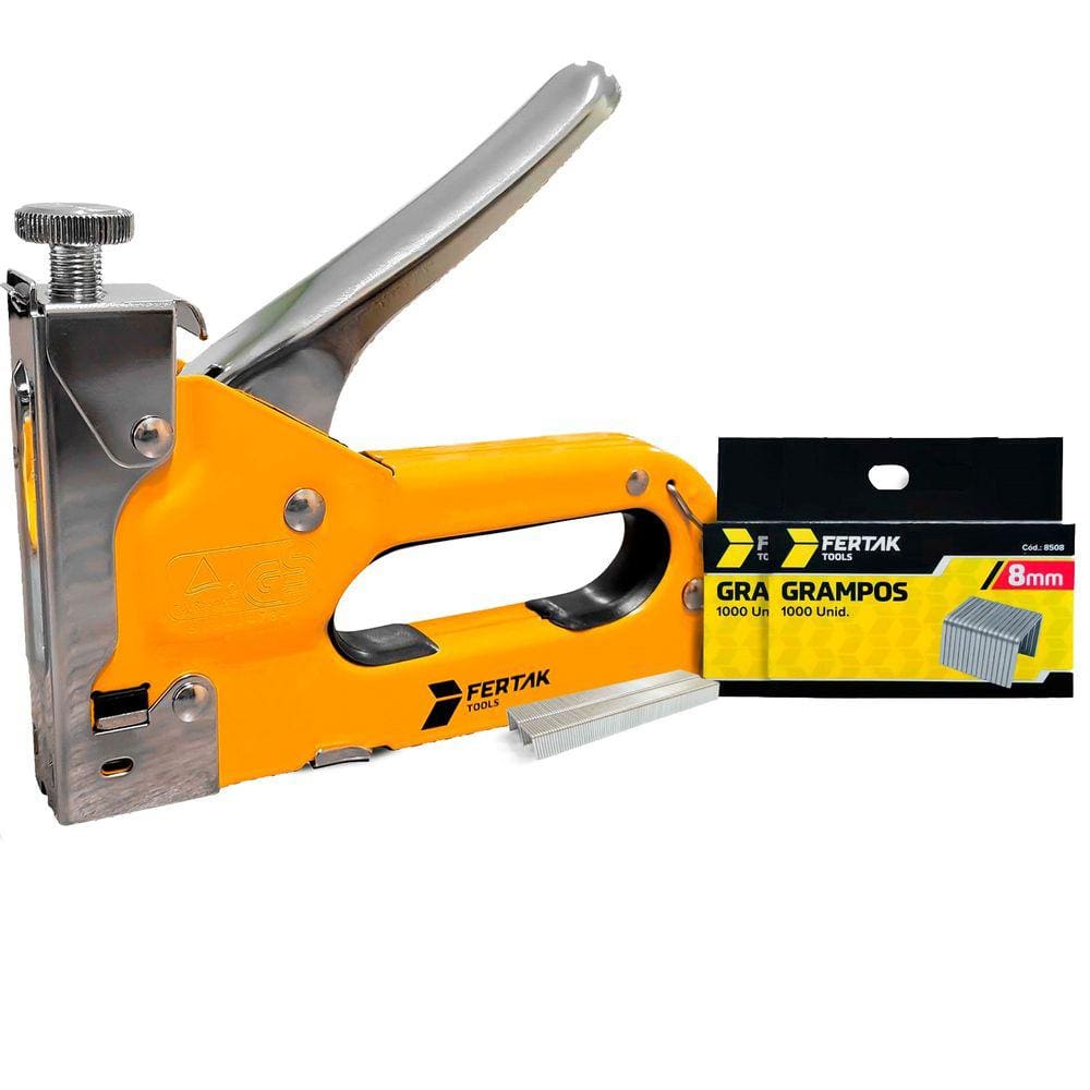 Kit Grampeador Pro 4-14mm Fixação Rápida e 2000 Unidades Grampos 8mm Fertak