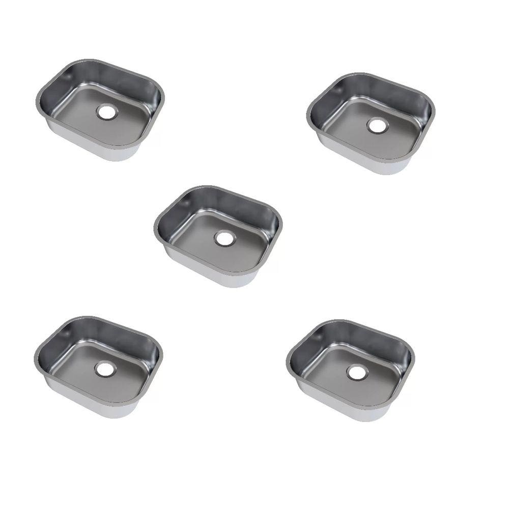 Cuba Inox de Embutir 40x34x14,5cm Polido Riva - 5 Peças na Embalagem - caixa com 5 Unidade - Inox