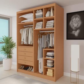 Closet Casal sem Portas 4 Gavetas Bergame Cinamomo