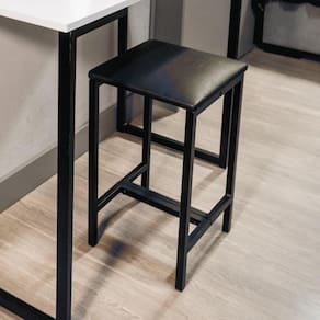 Banqueta Baixa em Aço/Courino Slim Yescasa Preto