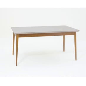 Mesa de Jantar 136x80cm Tampo em Vidro/MDF Onix Carmo Móveis Mel/Off White