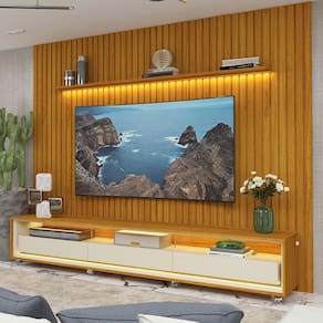 Painel e Rack LED Rodízios Nobre 275 Requinte 260 Naturale Off White - Gelius