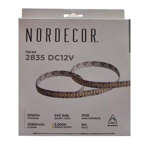 Fita Led Ip20 20w 3000k 12v 240 Leds Nordecor