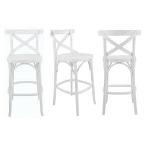 Conjunto 3 Banquetas X Texas Madeira Tauarí Maciça Laqueado Gamma Móveis Branco