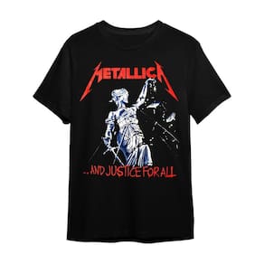 Camiseta Metallica Caveira And Justice For All Preta Plus Size Banda De Rock Metalica