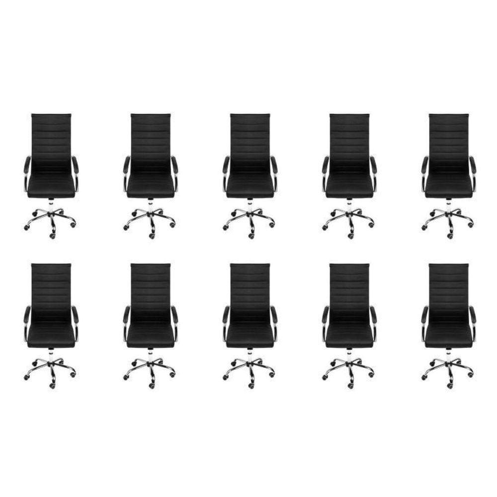 Kit 10 Cadeiras para Escritório Presidente Esteirinha Florença 3322 Or Design Preto