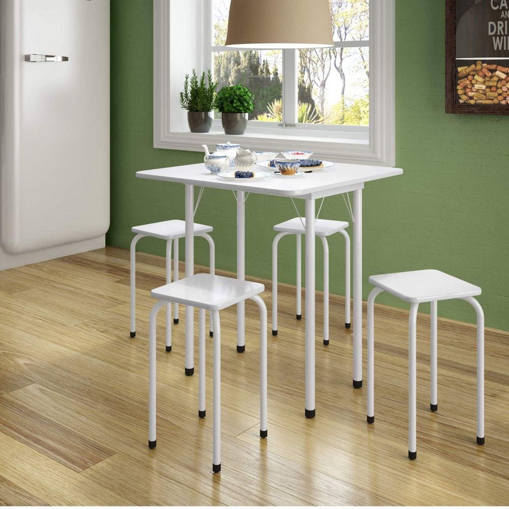 Conjunto Mesa Dobrável 4 Lugares Bona Vita Móveis Branco