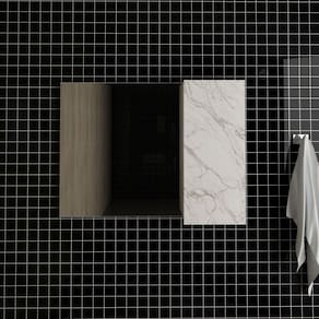 Espelheira para Banheiro 80cm Tecno Mobili Mármore Branco