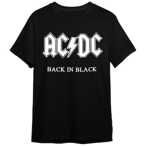 Camiseta AC DC Back In Black Banda De Rock Preta Plus Size Unissex 100% Algodão
