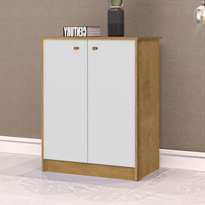 Armário para Escritório Baixo 2 Portas Office J&A Móveis Marrom/Off White