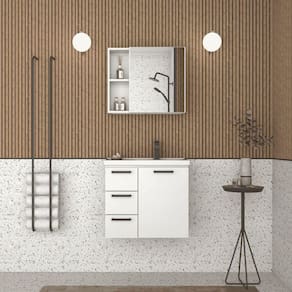 Gabinete para Banheiro em Aço 3 Gavetas Ameixa Cozimax Branco