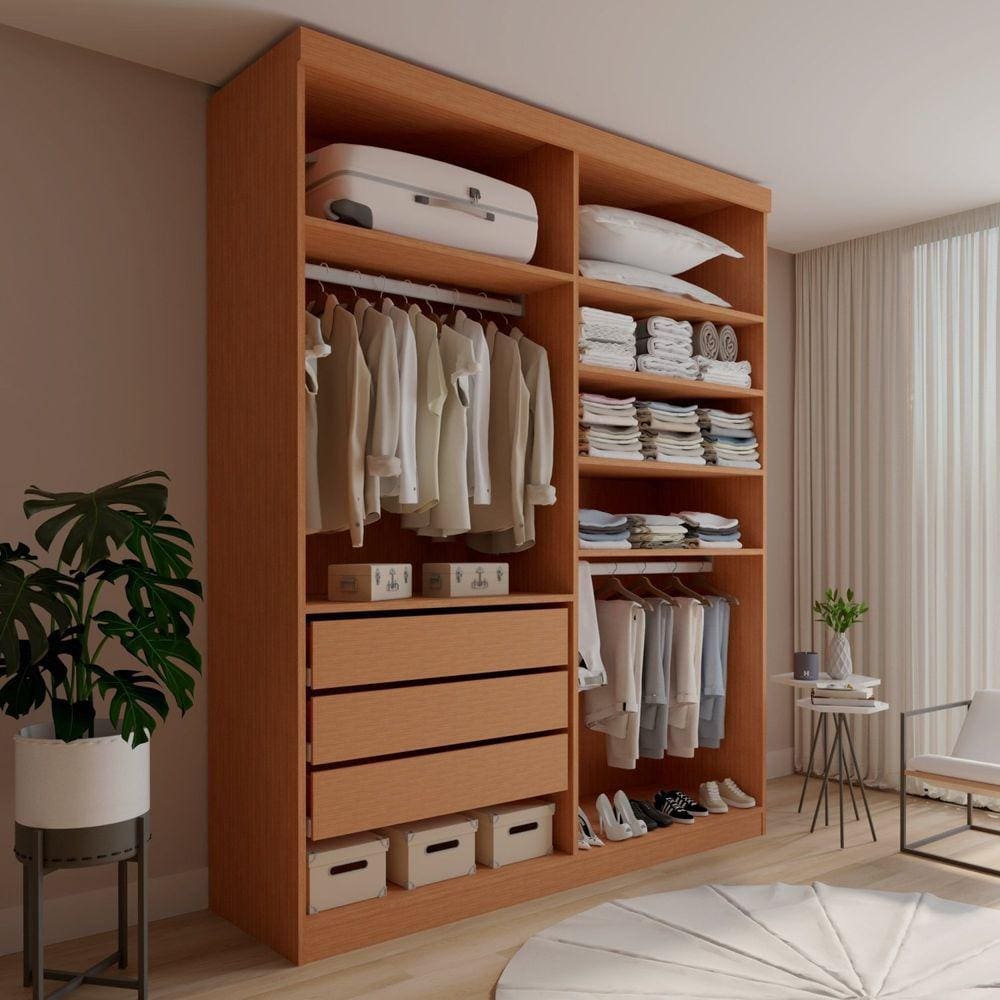 Closet Casal sem Portas 3 Gavetas Roma Cinamomo