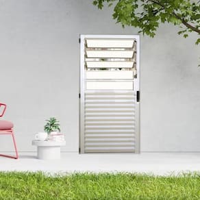 Porta Basculante Palheta de Alumínio 210 X 80cm Linha 25 Lado Direito Esquadrias Bergame Branco