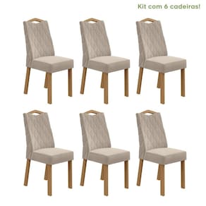 Conjunto 6 Cadeiras Vênus Móveis Lopas Amêndoa Clean/Veludo Marromle Creme